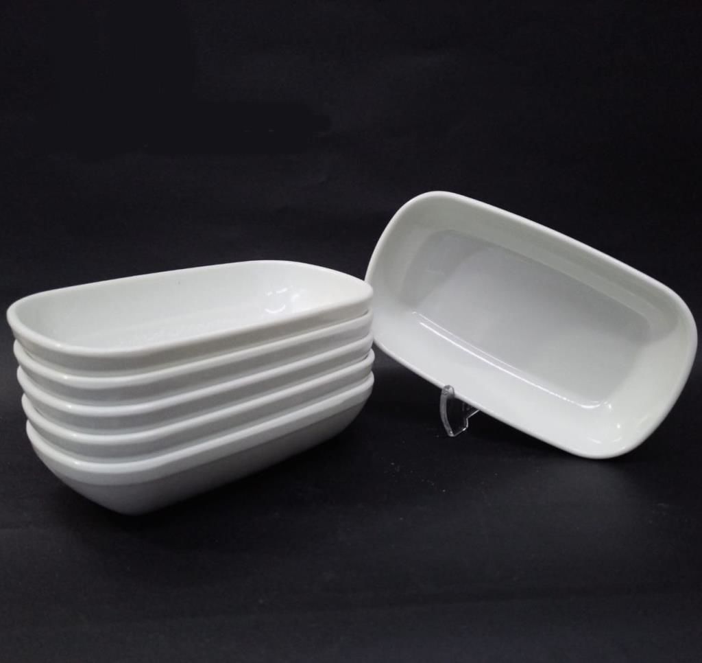 6 Adet Beyaz Melamin Kayık Tabak 13x8cm MiniBoy Kahvaltı Tabağı Günübirlik Hesaplı Meze Çerez Sosluk