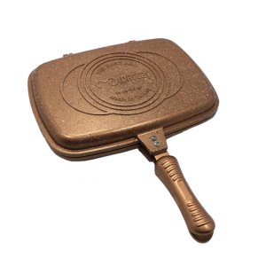 Thermoad Çift Taraflı 34cm Döküm Granit Grill Tava Mıknaslı Saplı Silikon Contalı