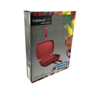 Thermoad Çift Taraflı 34cm Döküm Granit Grill Tava Mıknaslı Saplı Silikon Contalı