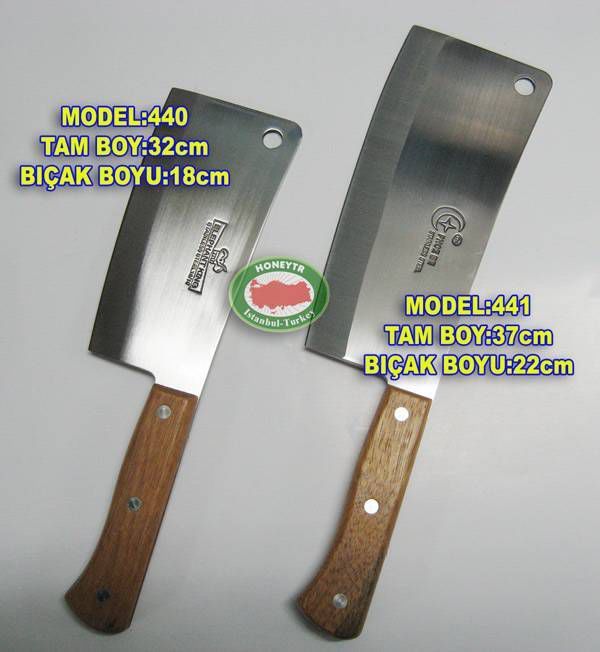 AHŞAP SAPLI SÜPER ÇELİK ET SATIRI 37cm KOD:441