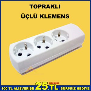 KABLOSUZ TOPRAKLI 3lü PRİZ ÜÇLÜ KLEMENS -2