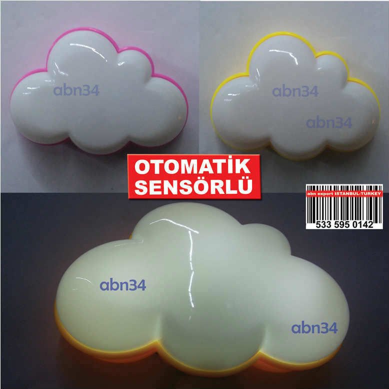 Gökyüzü Bulutlar Dizayn otomatik ışık Sensörlü Led Gece Lambası Soft Işıklı Sarfiyatsız Gece Lambası