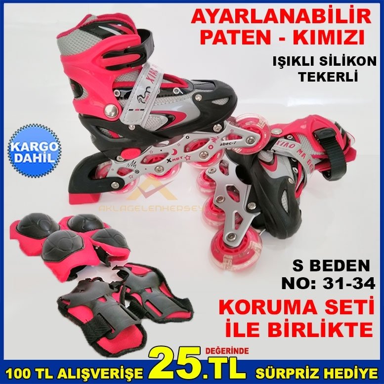 KORUMA SETLİ IŞIKLI TEKER AYARLI PATEN KI-S-3134