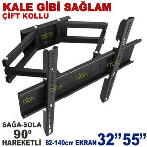 LCD-LED TV Plazma Büyük Boy Televizyonlar için Çift Kollu Hareketli Katlanabilir TV Askı Aparatı