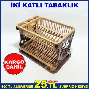 LÜKS SAĞLAM PLASTİKTEN ÜRETİLMİŞ ÇİFT TEPSİLİ MUTFAK GEREÇLERİNİZ İÇİN TABAKLIK