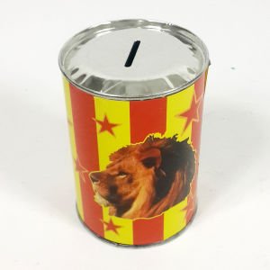 Sarı Kırmızı Galatasaray Taraftar Figürlü 9cm Çap 12cm Yükseklik Klasik Nostaljik Teneke Kumbara