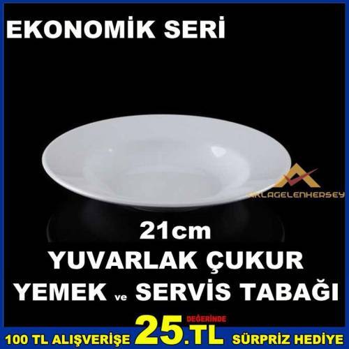 Ekonomik Beyaz Melamin 21cm Servis Yemek Tabağı