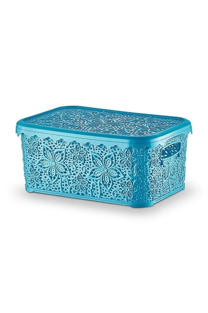 Abdik Plastik Dantel Motifli Çok Amaçlı Kapaklı Kutu 20x29x12,5 cm