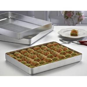 Alüminyum Baklava Tepsisi 45x35cm Kenarlı Çok Amaçlı Dikdörtgen Alüminyum Fırın Tepsisi İmalatı