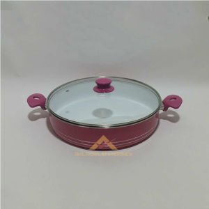 CAM KAPAKLI 32 CM ÇAPINDA YANMAZ YAPIŞMAZ SERAMİK TENCERE