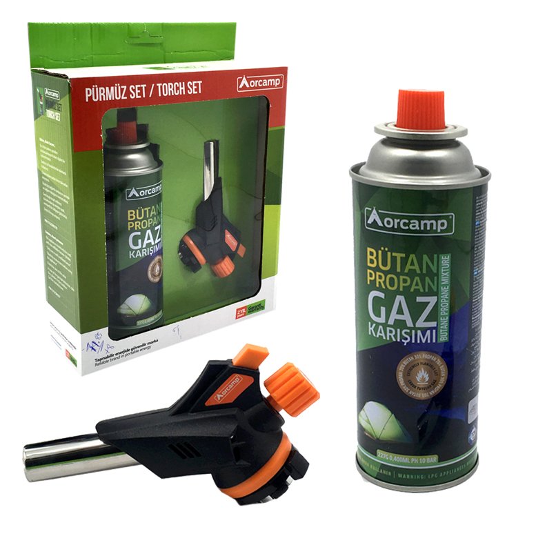 Orcamp Turbo Torch Kartuş Pürmüz Çakmak Seti Isı Alev Tabancası