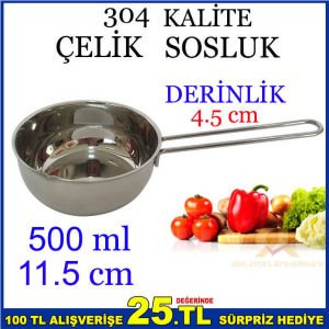 304 KALİTE PASLANMAZ ÇELİK 11.5 CM 500 ML SOSLUK