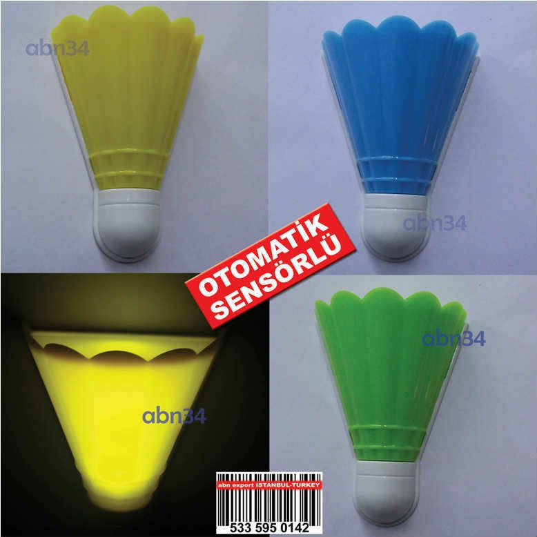 Badminton Topu Dizayn otomatik ışık Sensörlü Led Gece Lambası Soft Işıklı Sarfiyatsız Gece Lambası