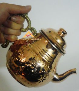 BÜYÜK İŞLEMELİ BAKIR ESKİTME DESENLİ ÇAYDANLIK