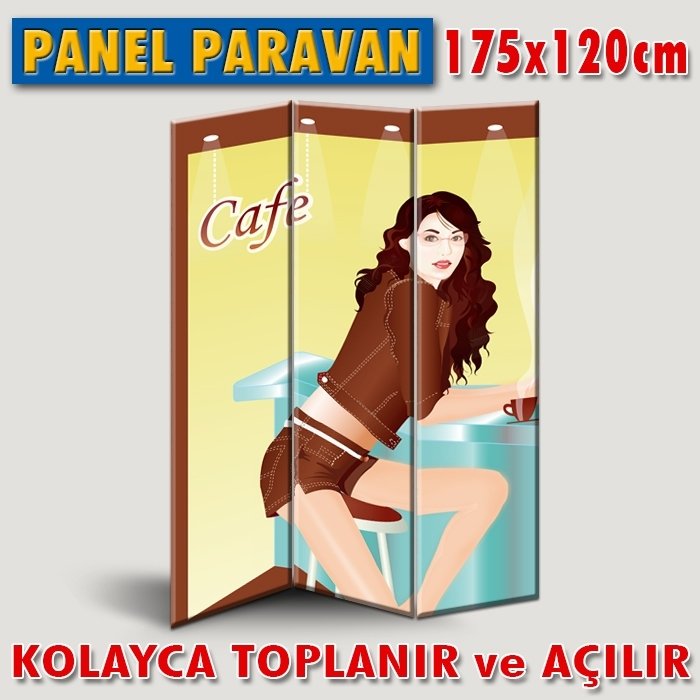 GÖRSELLİ KATLANIR PANEL BÖLME SİSTEMİ - CAFEBARDAKİ KIZ