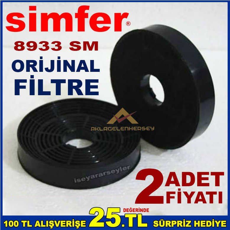 SİMFER 8933 SM ANKASTRE DAVLUMBAZ FİLTRESİ SILVERLINE 8933 SM ASPİRATÖR KARBON FİLTRE