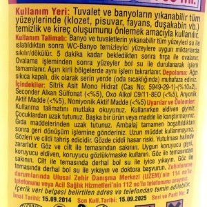 Banyo Tuvalet Fayans Temizleyici Deterjan Fayans Yüzey Temizleme