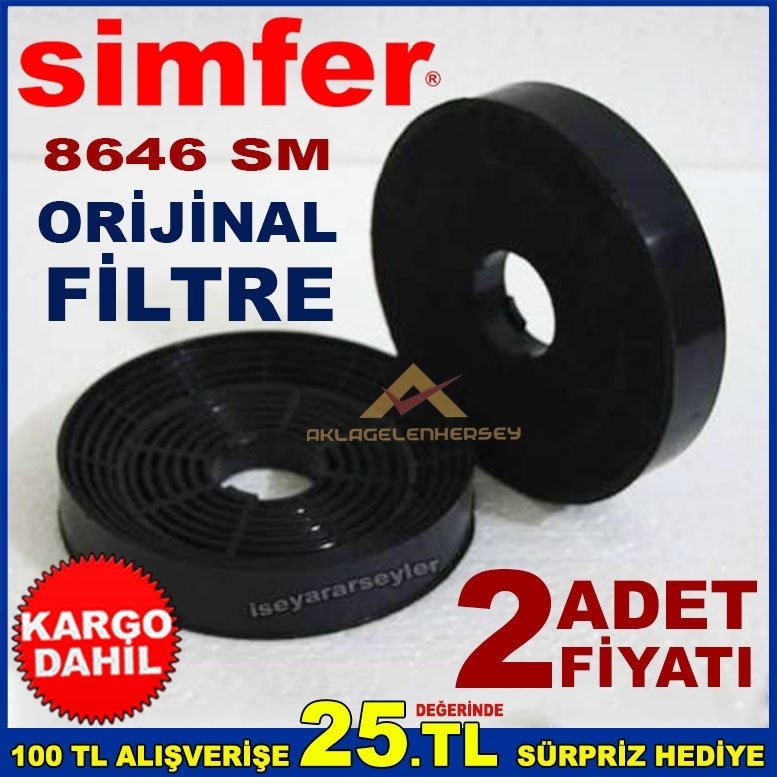 SIMFER 8646 SM ANKASTRE DAVLUMBAZ FİLTRE ASPİRATÖR KARBON FİLTRE