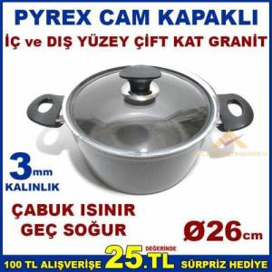 Döküm Alüminyum 26cm Derin Granit Tencere