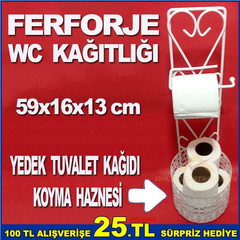 KALPLİ MODEL BEYAZ RENK FERFORJE TUVALET KAĞITLIĞI WC STANDI-1