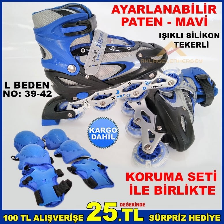 KORUMA SETLİ IŞIKLI TEKER AYARLI PATEN MV-L-3942