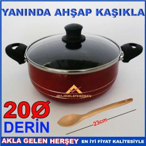 AHŞAP KAŞIK HEDİYELİ DERİN 20cm TEFLON TENCERE