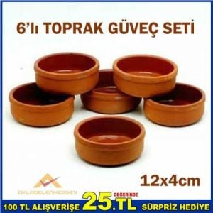 TOPRAK GÜVEÇ KASESİ 6 adet SÜTLAÇLIK KASE