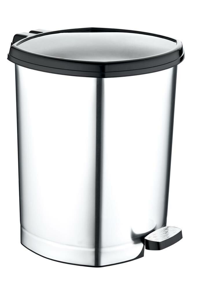 Ayak Pedallı Gri-Metal Görünümlü Çöp Kovası 20 Litre BüyükBoy Çıkabilen iç Kova Ø33 h:40 Geniş Hazne