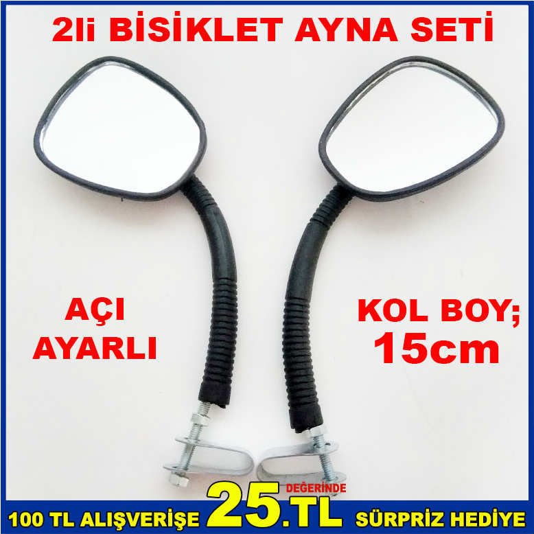 GİDON BORUSUNA MONTELİ KOLLU BİSİKLET AYNA SETİ-2