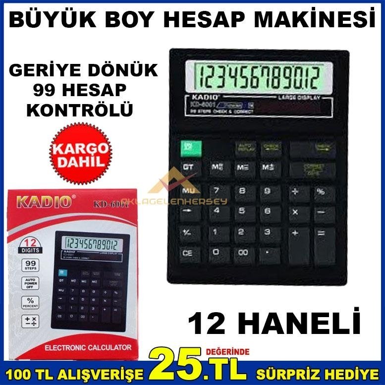 12 HANELİ 99 HESAP KONTROLLÜ HESAP MAKİNESİ