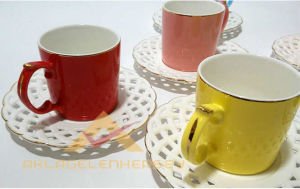 6ADET KARIŞIK RENKLİ PORSELEN KAHVE FİNCAN SETİ