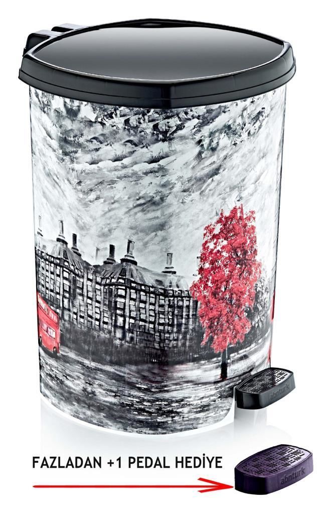Extra +1 Pedal Hediyeli Londra Bigben Manzaralı Çöp Kovası 20 lt BüyükBoy Çıkabilen iç Kova Ø33 h:40
