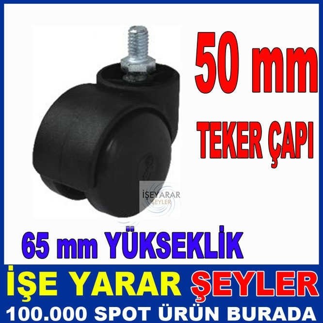 50MM VİDALI BURCLU POLİAMİD MOBİLYA TEKERLEĞİ