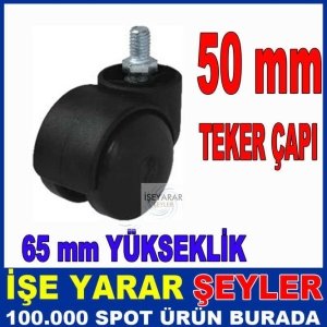 50MM VİDALI BURCLU POLİAMİD MOBİLYA TEKERLEĞİ