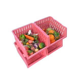4 Katlı Çok Amaçlı Plastik Demonte Sebzelik Mutfak Komidini Pembe Renk 1.Kalite