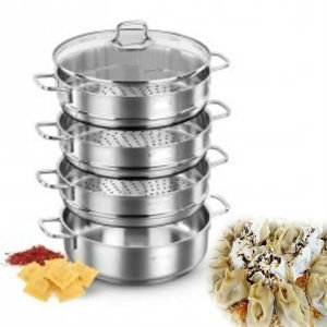 Alüminyum Mantı Tencereleri Seti 32cm 6 Parça 5 Katlı Aliminyum Mavioli Pot Yanmaz-Yapışmaz