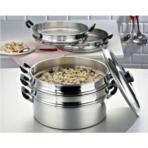 Alüminyum Mantı Tencereleri Seti 32cm 6 Parça 5 Katlı Aliminyum Mavioli Pot Yanmaz-Yapışmaz