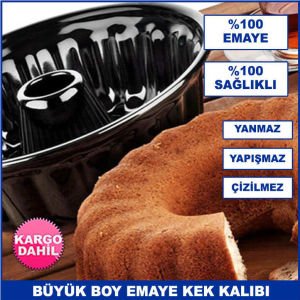 Ortası Delikli Dilimli Büyük Boy Sağlıklı 29 cm Emaye Kek Kalıbı - Yanmaz Yapışmaz Kek Kalıbı