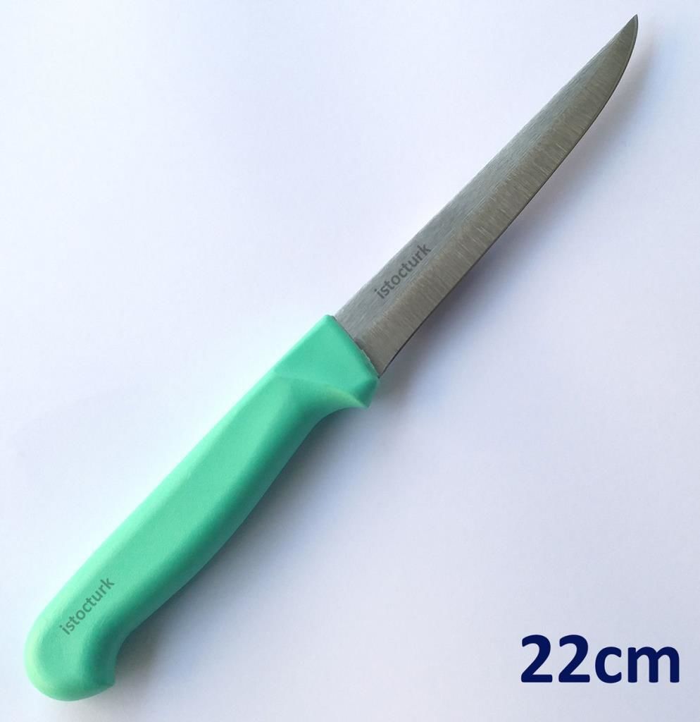 Türk Malı Çelik Bıçak Süper Keskin 22cm Mutfak Salata Bıçağı Çark Motoru ve Taşta Bilenebilir Çelik