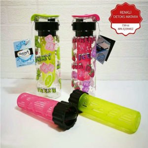730cc Renkli Desenli Süzgeçli Detoks Matara - Süzgeçli Su Şişesi - Kamp Matarası - Renga Su Şişesi