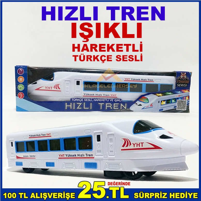 ÇOCUĞUNUZUN HARİKA ZAMAN GEÇİREBİLECEĞİ TÜRKÇE SESLİ, HAREKETLİ VE IŞIKLI, HIZLI TREN