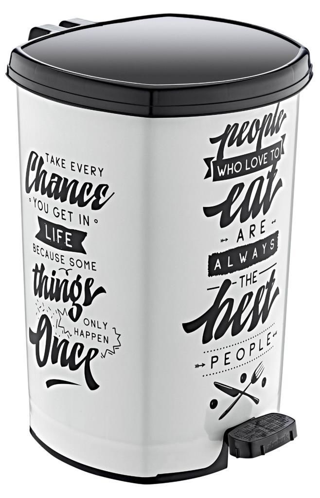 Extra +1 Pedal Hediyeli Beyaz Zemin People Desen Çöp Kovası 20 LT BüyükBy Çıkabilen iç Kova Ø33 h:40