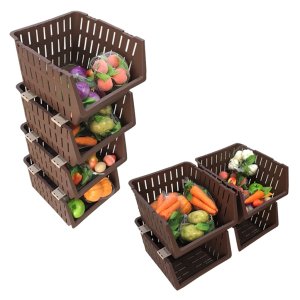 4 Katlı Çok Amaçlı Plastik Demonte Sebzelik Komidin Kahverengi 1.Kalite