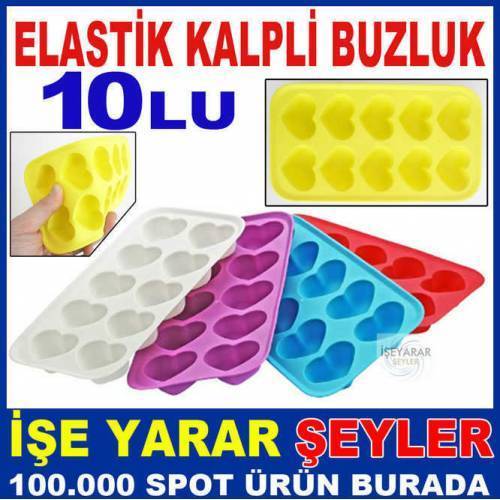 Elastik Renkli Pratik 10 Lu Kalp Şeklinde Buzluk