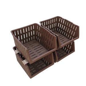 4 Katlı Çok Amaçlı Plastik Demonte Sebzelik Komidin Kahverengi 1.Kalite