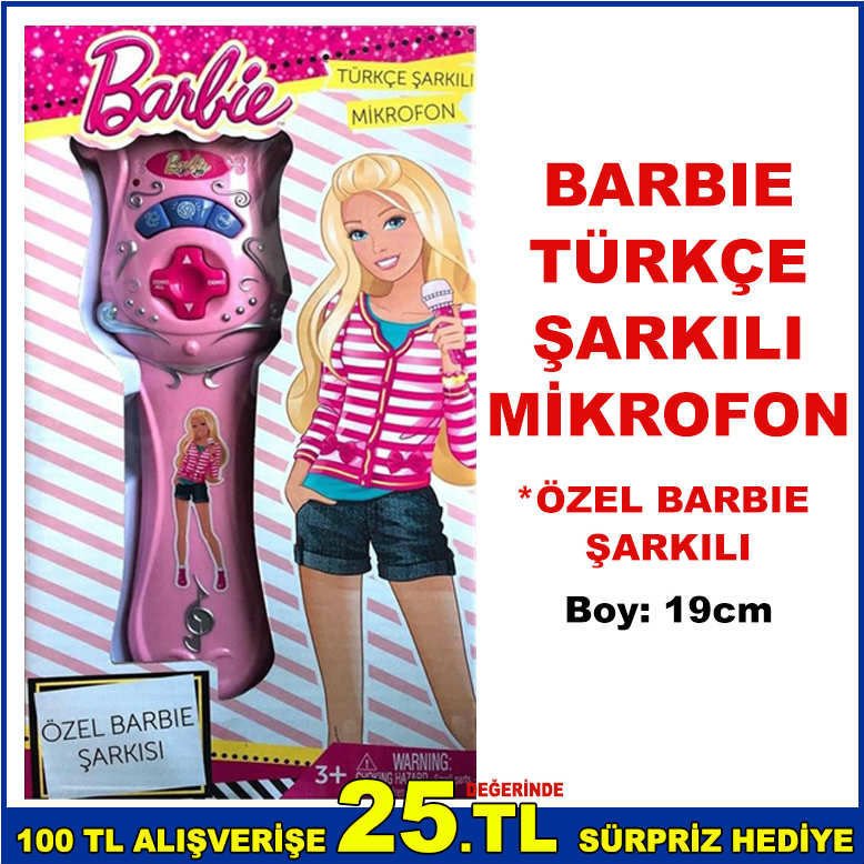 BARBIE TÜRKÇE ŞARKILI, DAHİLİ 3 FARKLI MELODİLİ KARAOKE MİKROFON