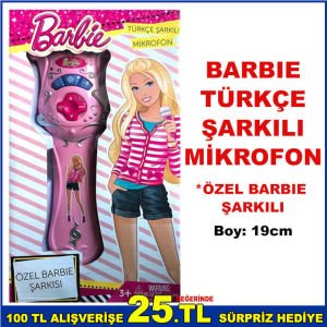 BARBIE TÜRKÇE ŞARKILI, DAHİLİ 3 FARKLI MELODİLİ KARAOKE MİKROFON
