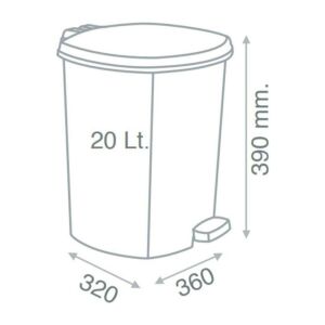 Hediye +1 Pedal ile Beyaz Mermer Desenli 20 Litre içi Çıkabilen BüyükBoy Pedallı Çöp Kovası Ø33 h:40