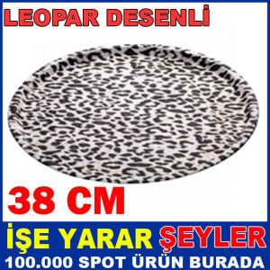 KAYDIRMAZ PLASTİK LEOPAR DESENLİ SERVİS TEPSİSİ 38 CM