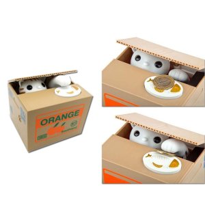 Pille Çalışan Elektronik Para Yiyen Sevimli Hırsız Kedi Kumbara